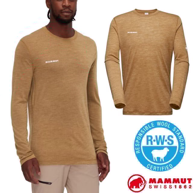 【MAMMUT長毛象】男Tree Wool FL 羊毛混紡快乾抗臭長袖T恤/1016-01690-7504 獵豹褐✿30E010